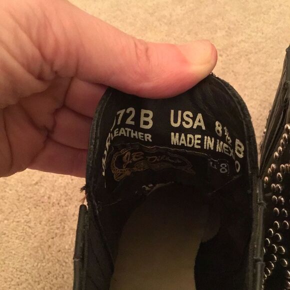 J.B. Dillon Reserve US Black Leather Silver Stud Cowgirl Ankle Boots - Picture 6 of 8